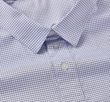 Stanton Check Polo Shirt White Blue Microcheck