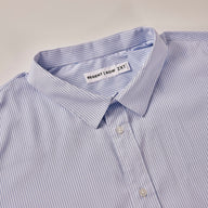 Hybrid Plaid Short Sleeve Shirt White Grey Stripe