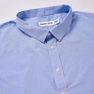 Hybrid Plaid Short Sleeve Shirt Blue Microplaid